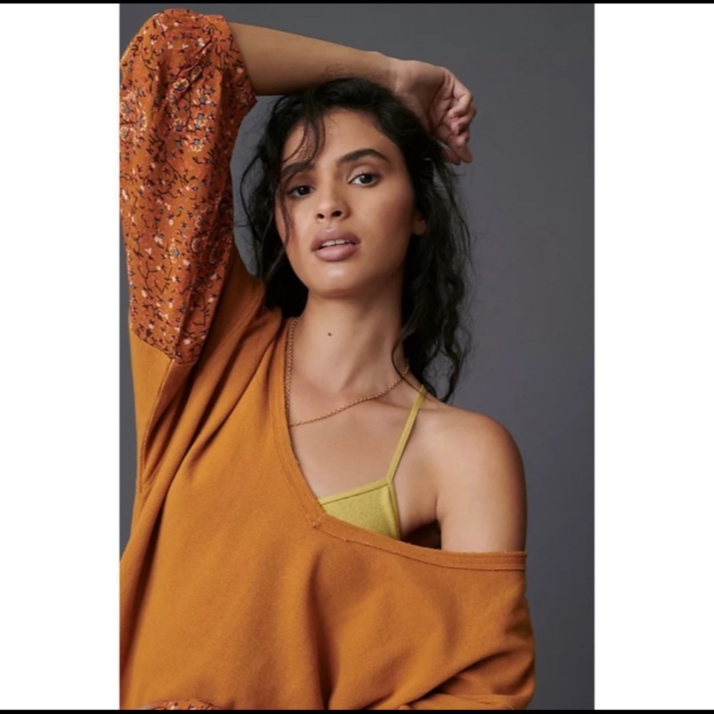 Anthropologie Mustard and Rust Blouse